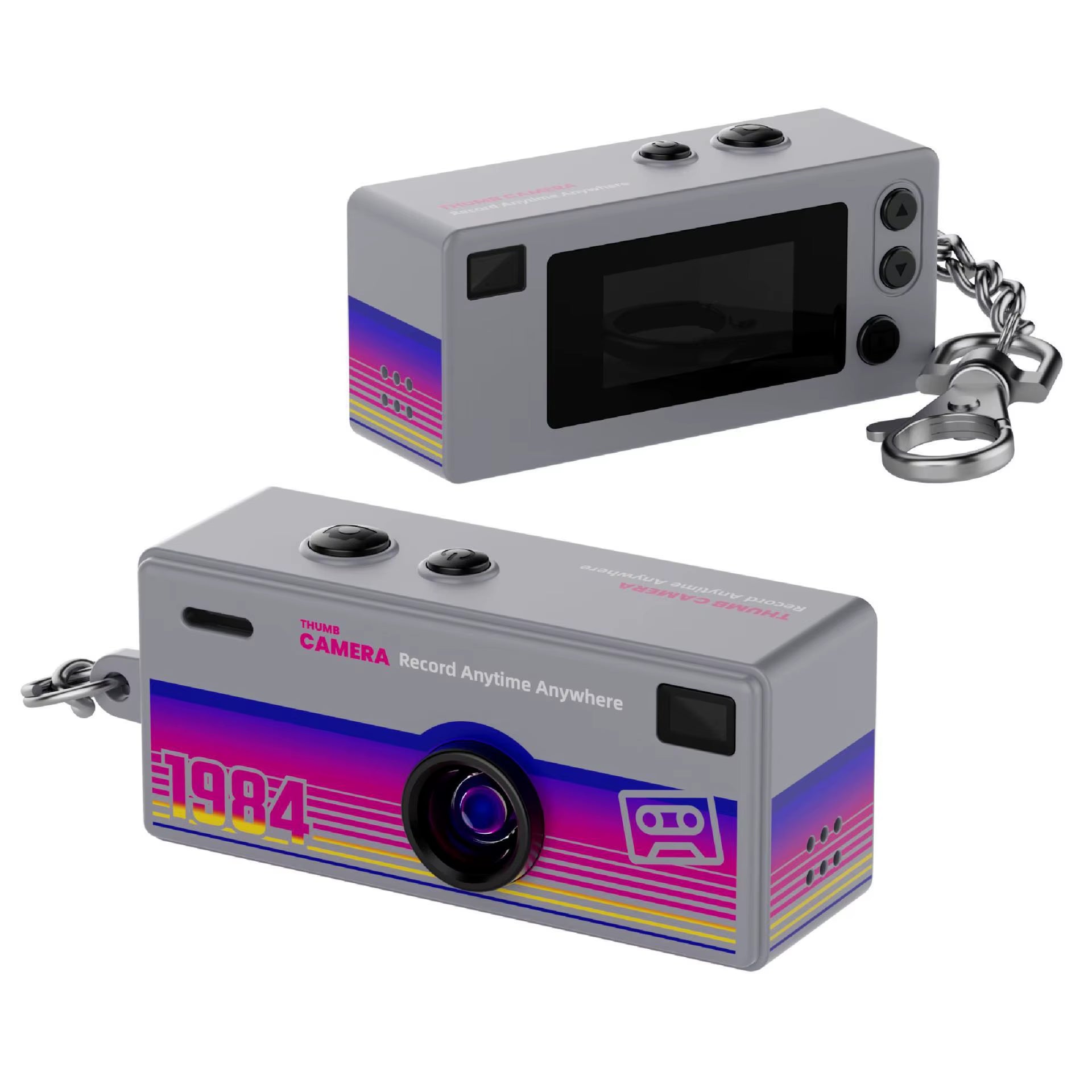 Retro 1984 Thumb Camera Mini Keychain Backpack Portable CCD Digital Camera Instant Camera