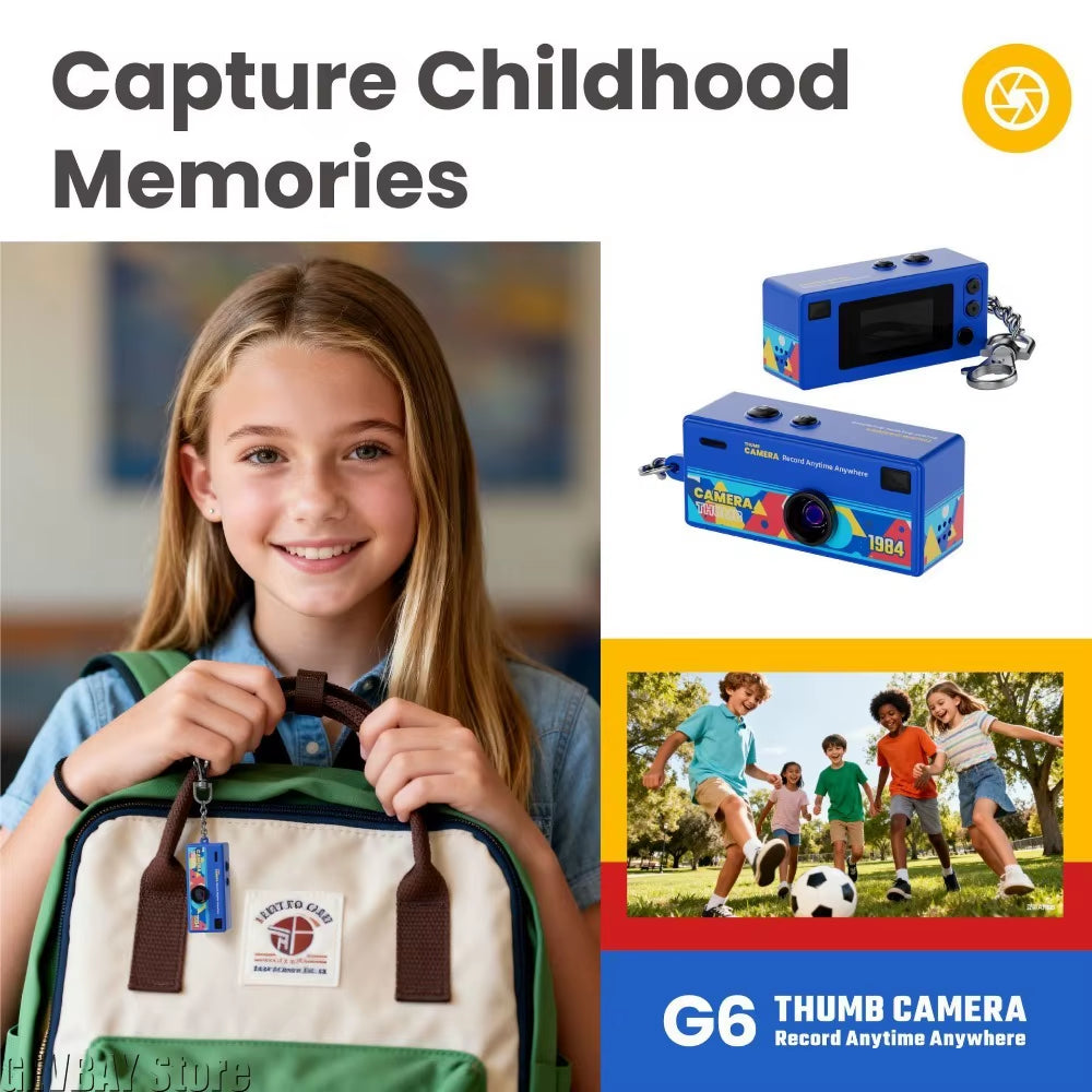 Retro 1984 Thumb Camera Mini Keychain Backpack Portable CCD Digital Camera Instant Camera