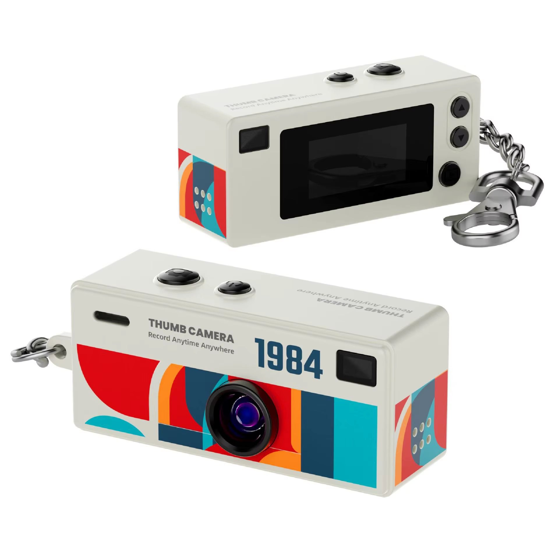Retro 1984 Thumb Camera Mini Keychain Backpack Portable CCD Digital Camera Instant Camera